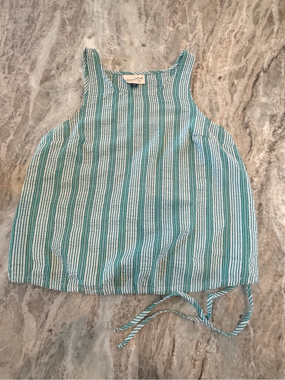 Universal Thread XS Green White Striped Sleeveless Tie Hem Tank Top Summer